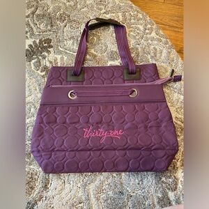 New Thirty-One Vary You Versatile Bag/Purse Purple Circle Quilted Large Tote